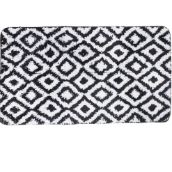 Tapis salle de bain motif géométrique noir blanc