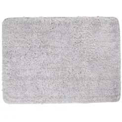 Tapis salle de bain rectangulaire gris et blanc