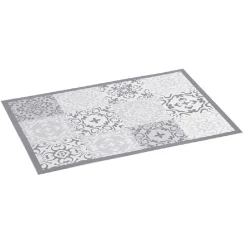 Tapis vinyle imprimé carreau de ciment gris L.70 cm