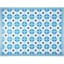 Tapis vinyle motif carreau de ciment bleu et blanc 72x95cm