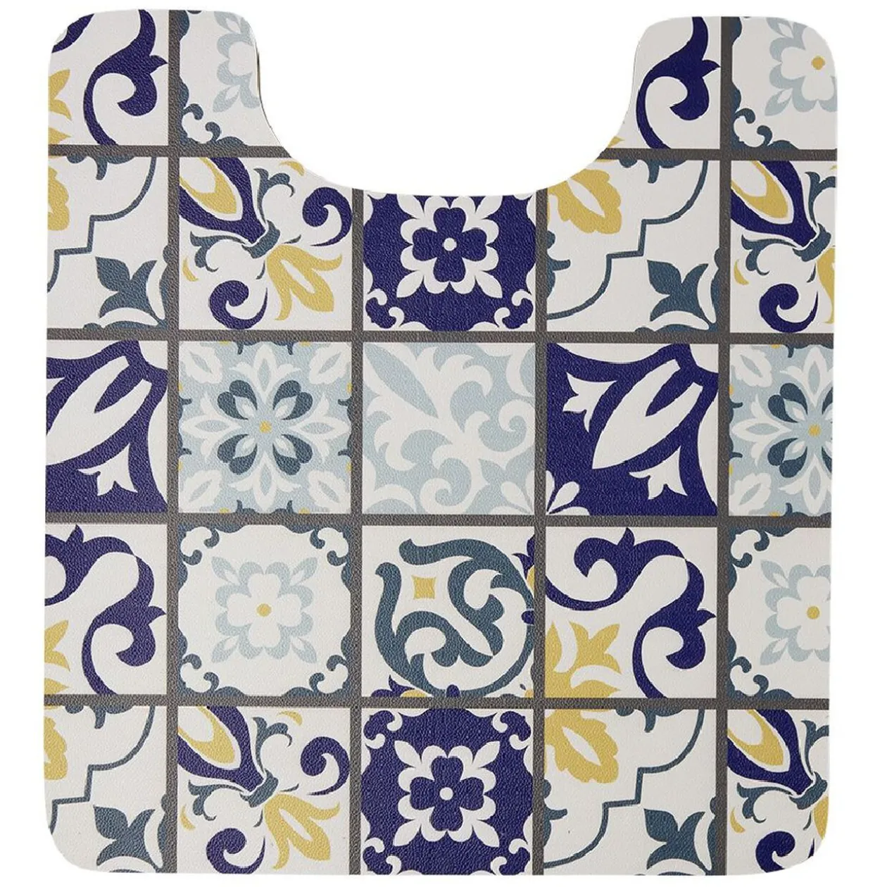 Tapis WC pvc design carreau de ciment bleu