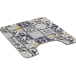 Tapis WC pvc design carreau de ciment bleu