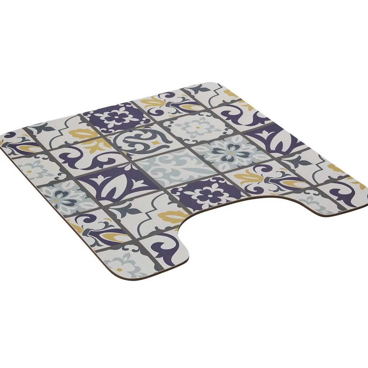 Tapis WC pvc design carreau de ciment bleu