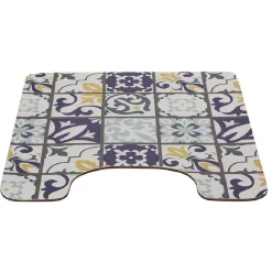 Tapis WC pvc design carreau de ciment bleu