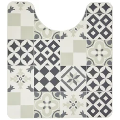 Tapis WC vinyle motif carreau de ciment