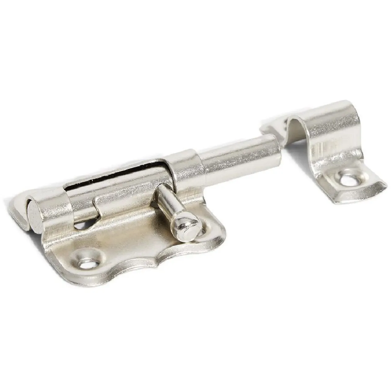 Targette à pêne rond en acier nickelé - 40 mm