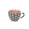 Tasse à café en porcelaine motif graphique noir blanc 22 cl