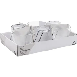 Tasse à café en verre anse métal x6