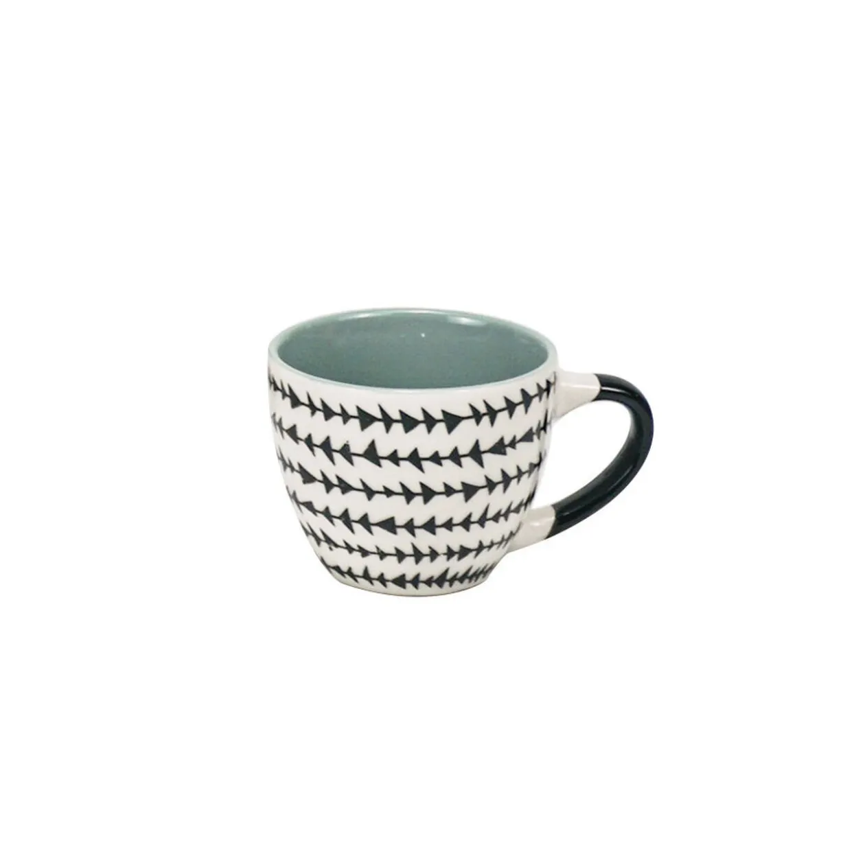 Tasse à expresso porcelaine motif graphique noir blanc 9 cl