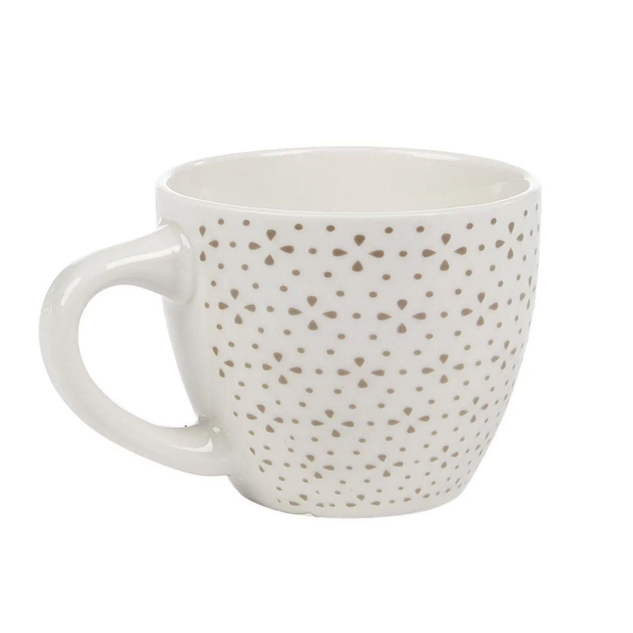 Tasse à expresso porcelaine blanc à motif fleur taupe 9 cl