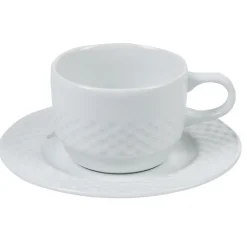 Tasse à thé blanche aile damassée