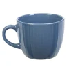 Tasse en faïence 23 cl uni bleu avec rainures verticales en relief