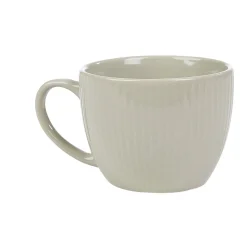 Tasse en faïence 23 cl uni lin avec rainures verticales en relief
