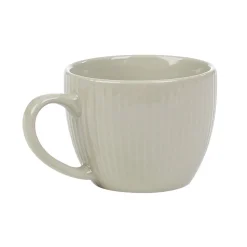 Tasse en faïence 23 cl uni lin avec rainures verticales en relief