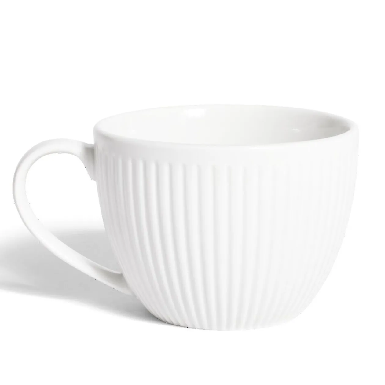 Tasse porcelaine 42cl strie embossée blanche