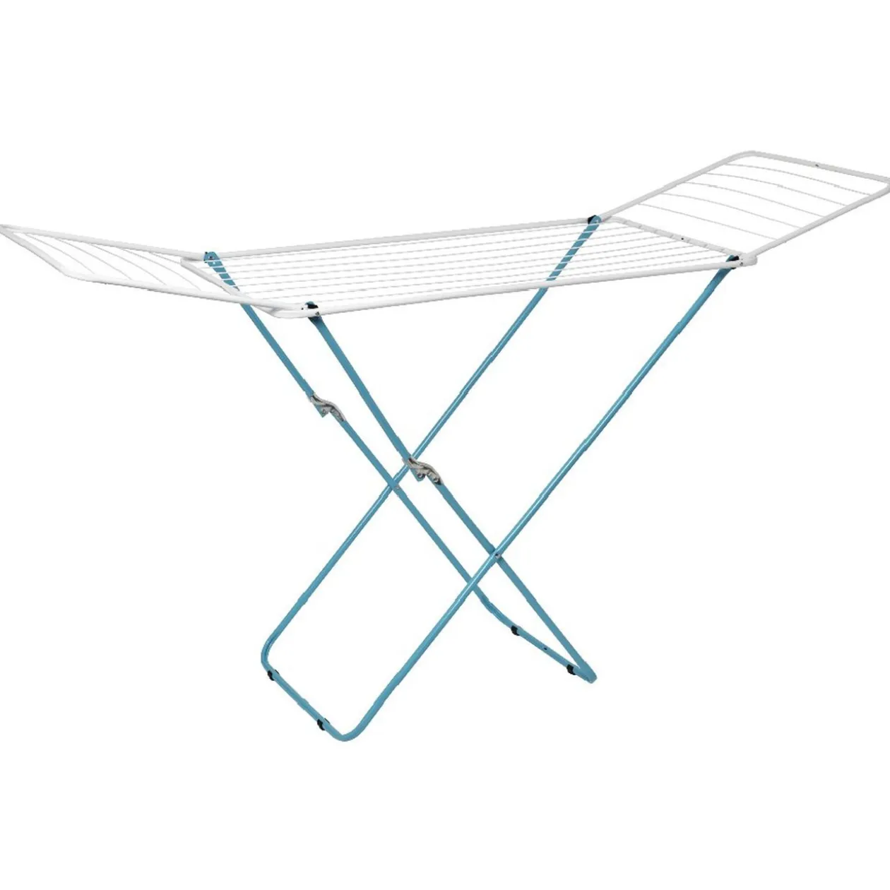 Étendoir à linge horizontal turquoise et blanc 18 m d'étendage
