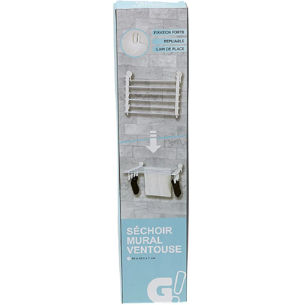 Étendoir mural séchoir à linge avec fixation à ventouse