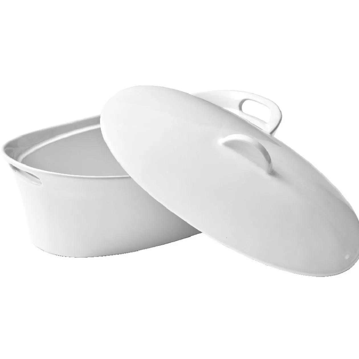 Terrine avec couvercle ovale blanche