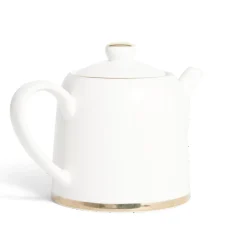 Théière 1L faïence blanc et doré Ø12xH15xm