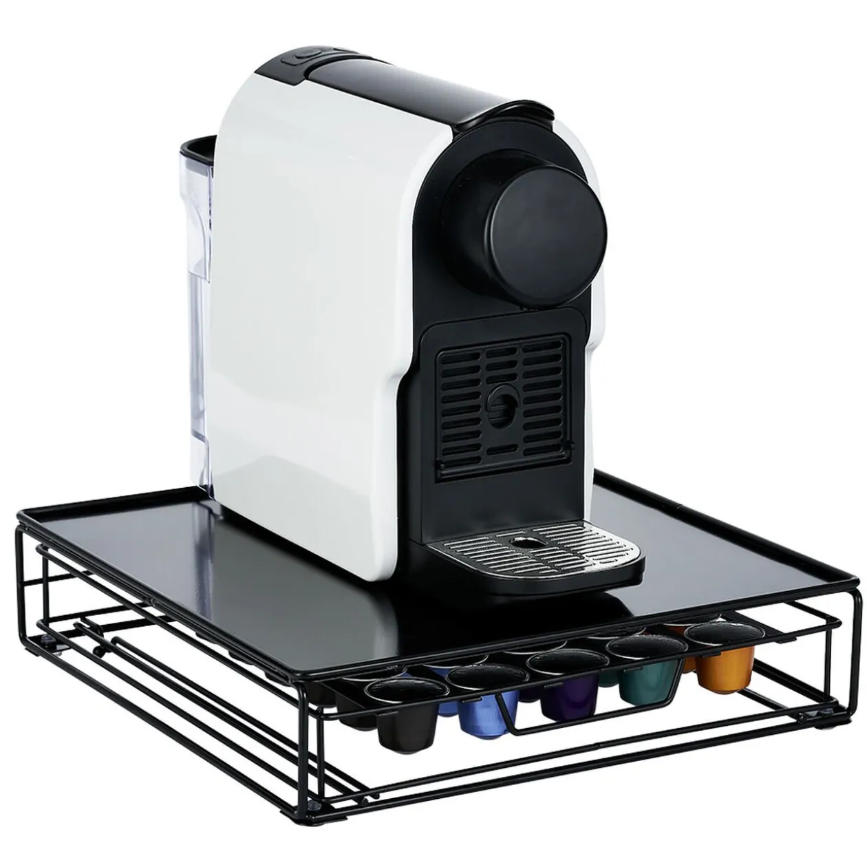 Tiroir à capsules plateau et grille en métal noir