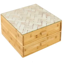 Tiroir à dosettes et capsules 2 niveaux bambou