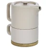 Tisanière 40cl et tasse 25cl grès taupe avec support bambou