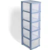 Tour de rangement à 5 tiroirs plastique transparent 37x27x103cm
