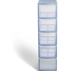 Tour de rangement à 5 tiroirs plastique transparent 37x27x103cm