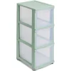 Tour de rangement à 3 tiroirs plastique vert 27x37x63cm