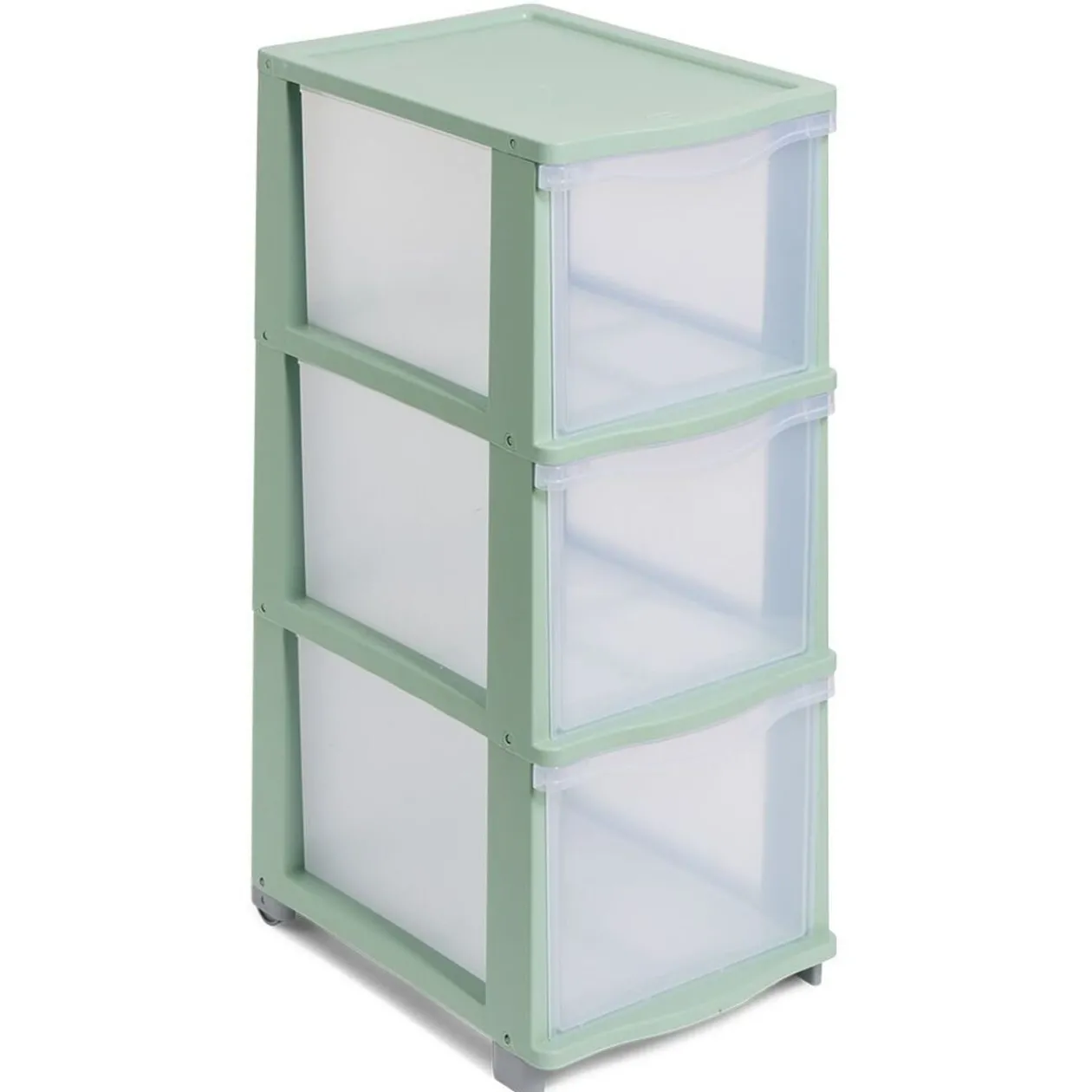 Tour de rangement à 3 tiroirs plastique vert 27x37x63cm