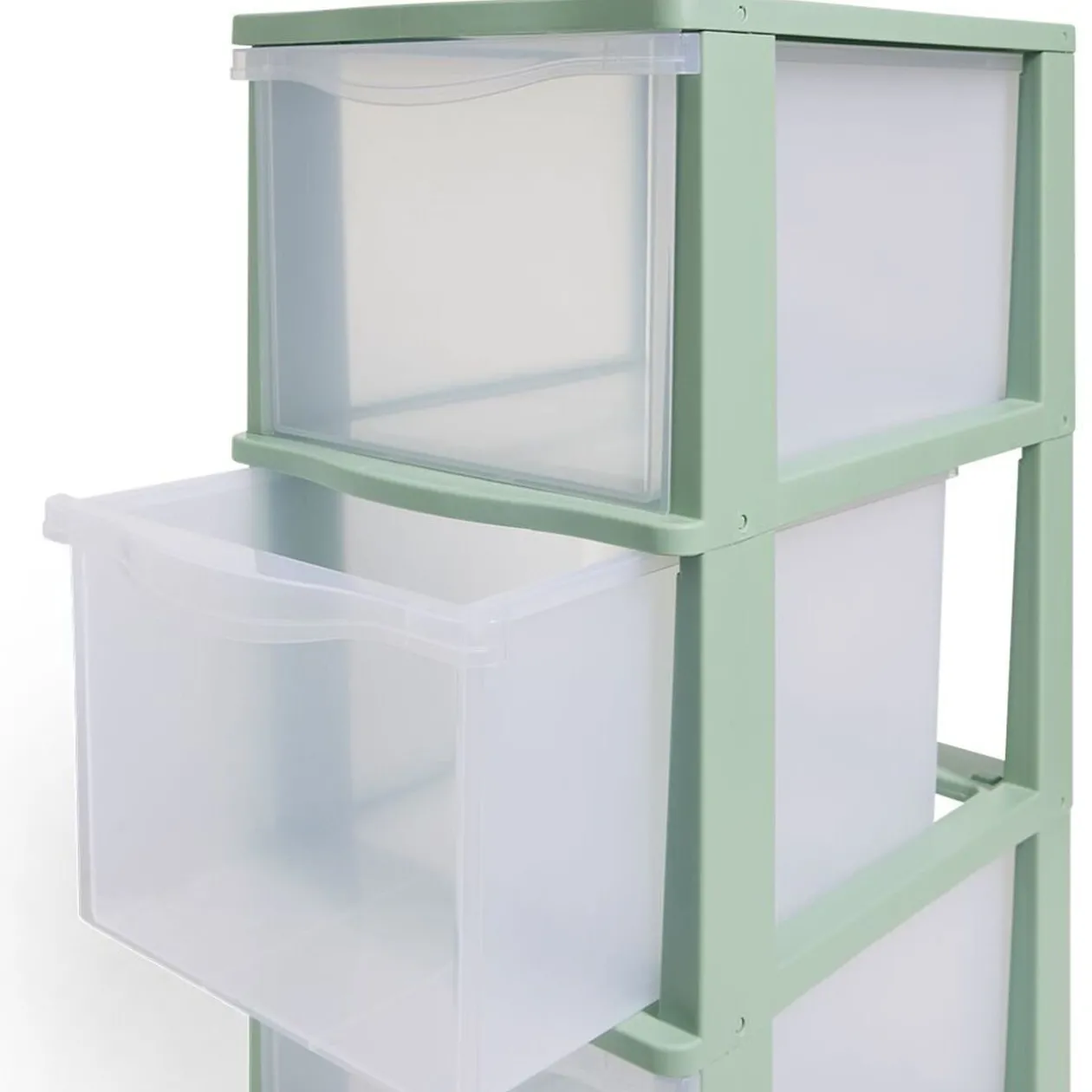 Tour de rangement à 3 tiroirs plastique vert 27x37x63cm