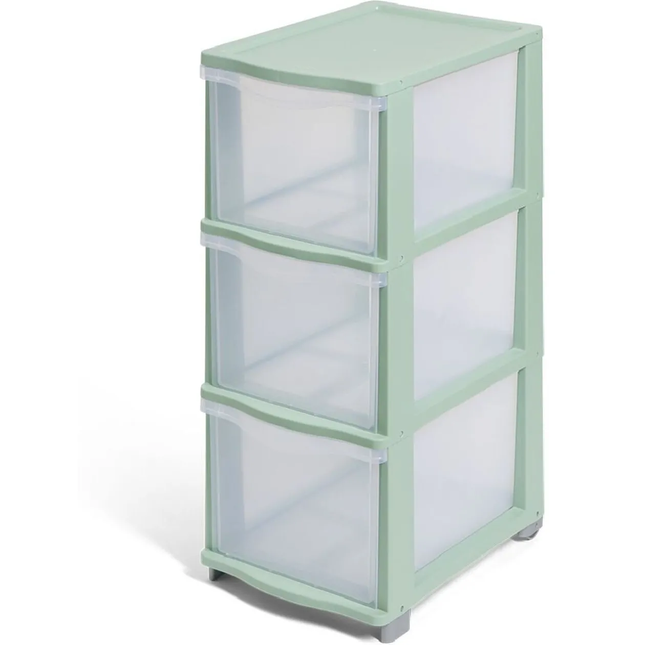 Tour de rangement à 3 tiroirs plastique vert 27x37x63cm