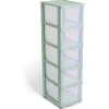 Tour de rangement à 5 tiroirs plastique transparent 27x37x103cm