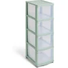 Tour de rangement à 4 tiroirs plastique vert 27x37x82,7cm