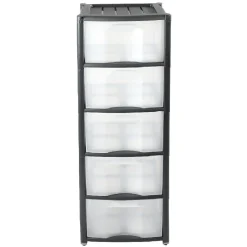 Tour de rangement 5 tiroirs noir à roulettes