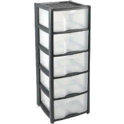 Tour de rangement 5 tiroirs noir à roulettes