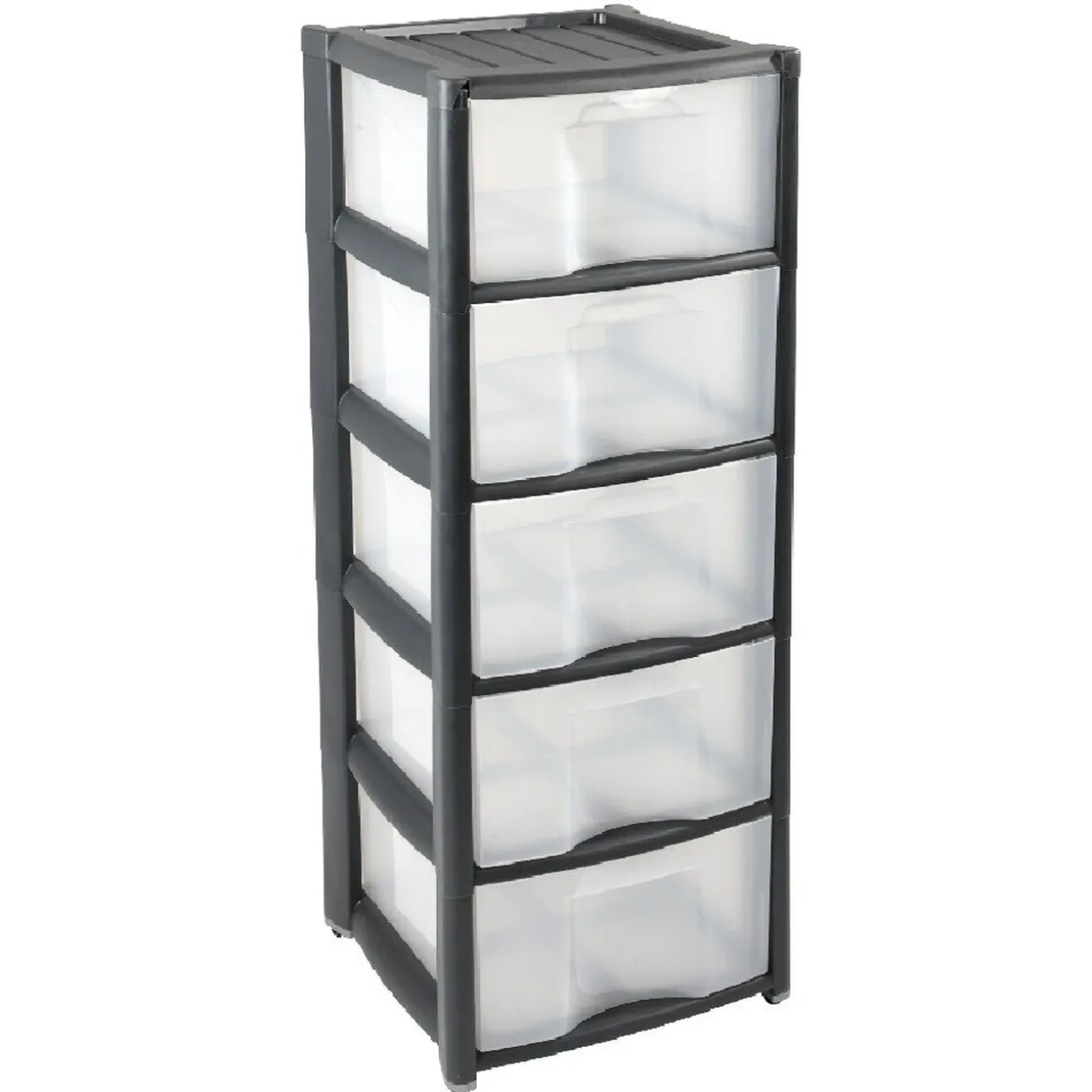 Tour de rangement 5 tiroirs noir à roulettes