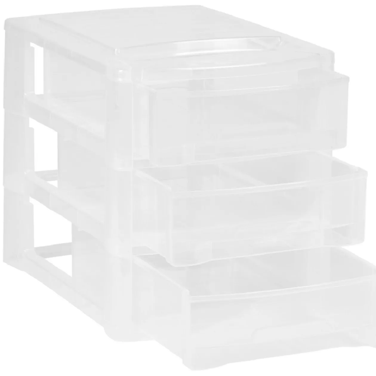 Tour de rangement 3 tiroirs blanc transparent