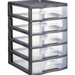 Tour de rangement 5 tiroirs format A6+ noir