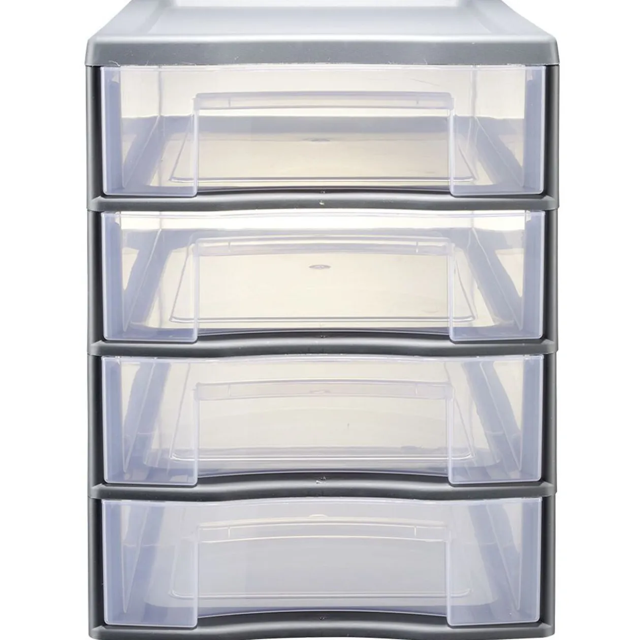 Tour de rangement 4 tiroirs format A4 transparent et gris