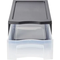 Tour de rangement 1 tiroir format A4 transparent et noir