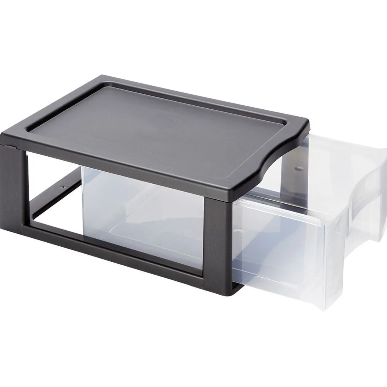 Tour de rangement 1 tiroir format A4 transparent et noir