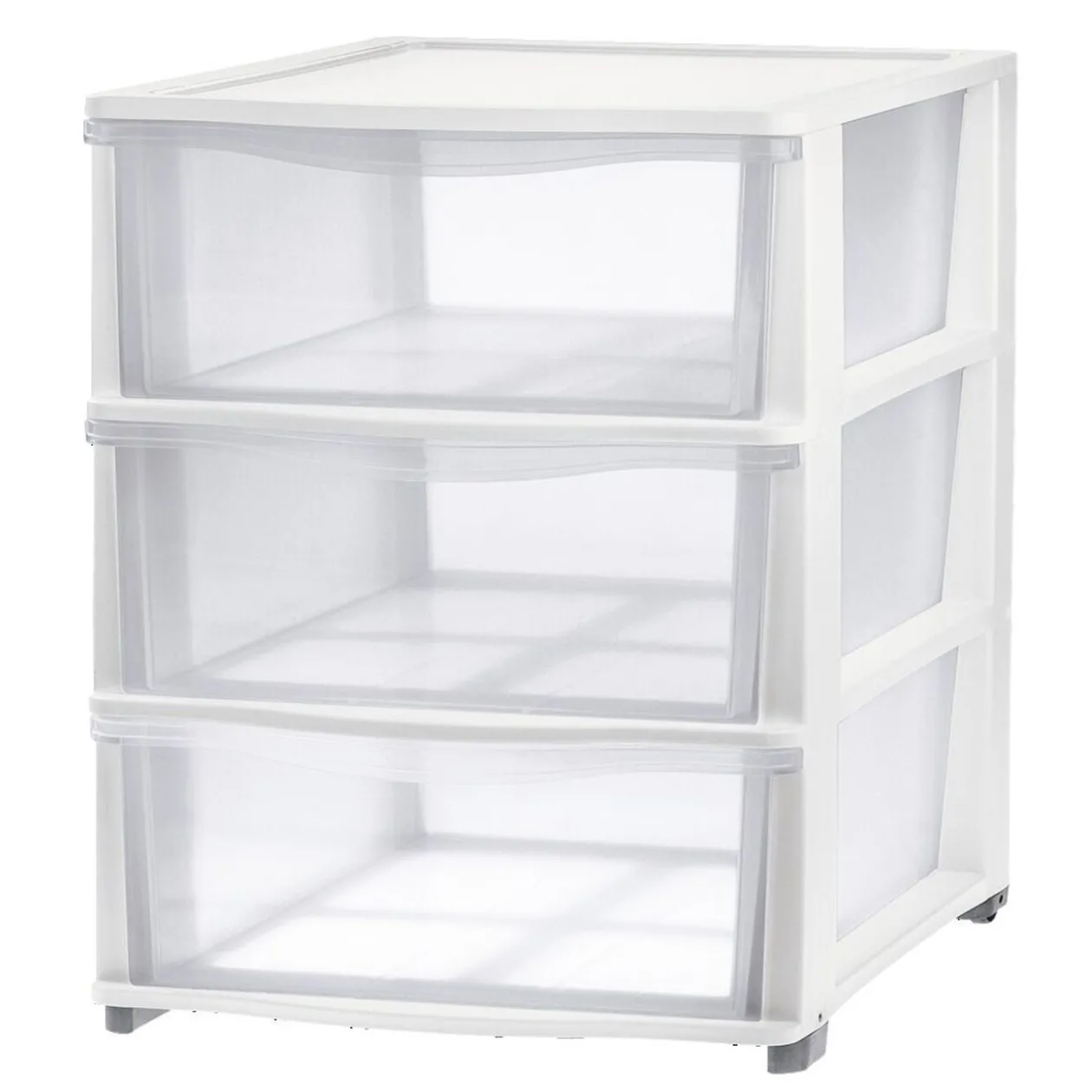 Tour de rangement 3 tiroirs plastique blanc 37x27xH63cm