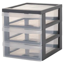 Tour de rangement A5 3 tiroirs grise et transparente 6 L