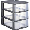 Tour de rangement A5 3 tiroirs noir et transparent 6 L