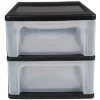 Tour de rangement A4 2 tiroirs noir et transparent 14 L