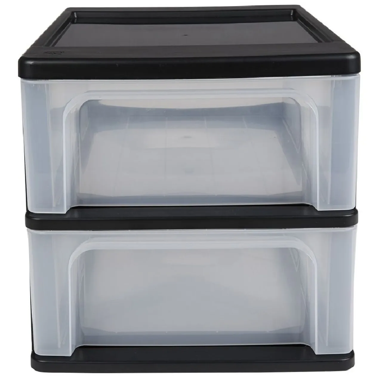 Tour de rangement A4 2 tiroirs noir et transparent 14 L