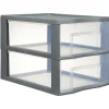 Tour de rangement A4 2 tiroirs grise et transparente 14 L