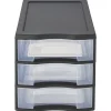 Tour de rangement A4 3 tiroirs noir et transparent 12 L