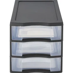Tour de rangement A4 3 tiroirs noir et transparent 12 L